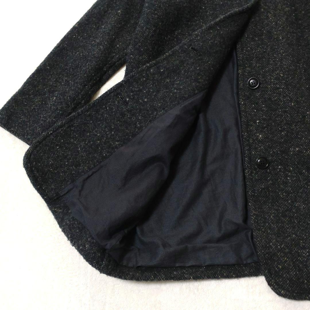 ネストローブ　ステンカラーコート　ウール100　ボックス型　ブラック系ミックス