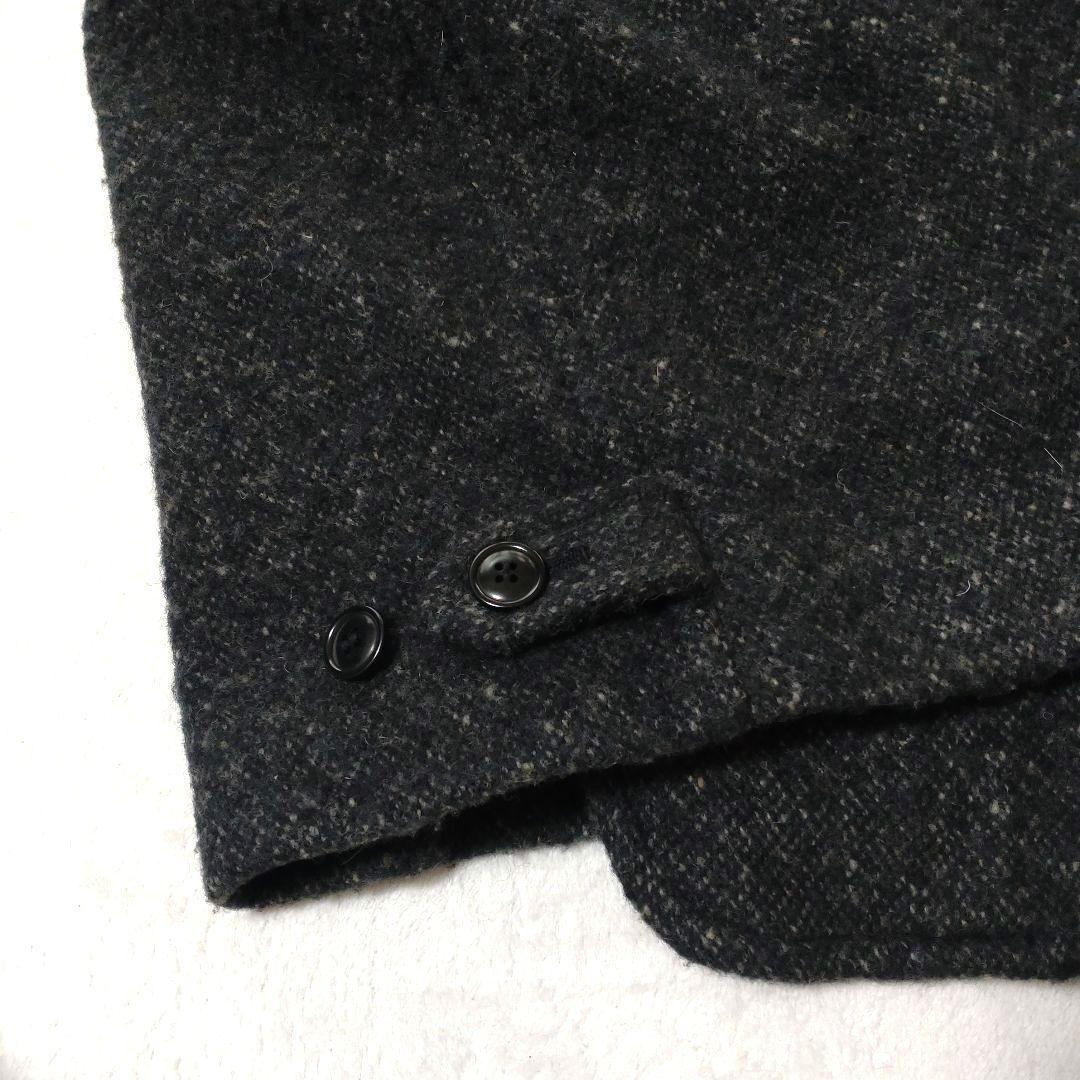 ネストローブ　ステンカラーコート　ウール100　ボックス型　ブラック系ミックス