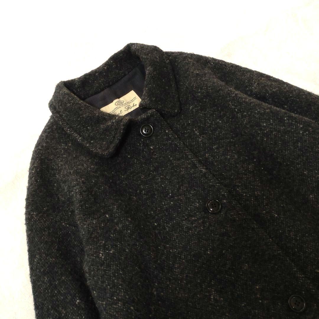 ネストローブ　ステンカラーコート　ウール100　ボックス型　ブラック系ミックス