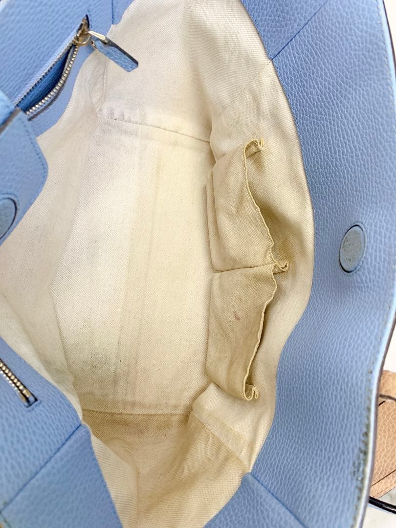 ＋グッチ　スウィング　バイカラー　トートバッグ　カーフスキン　レザー　ブラウン