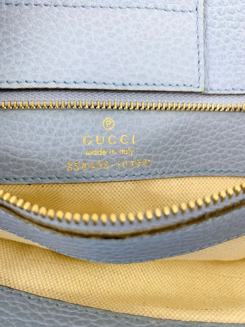 ＋グッチ　スウィング　バイカラー　トートバッグ　カーフスキン　レザー　ブラウン