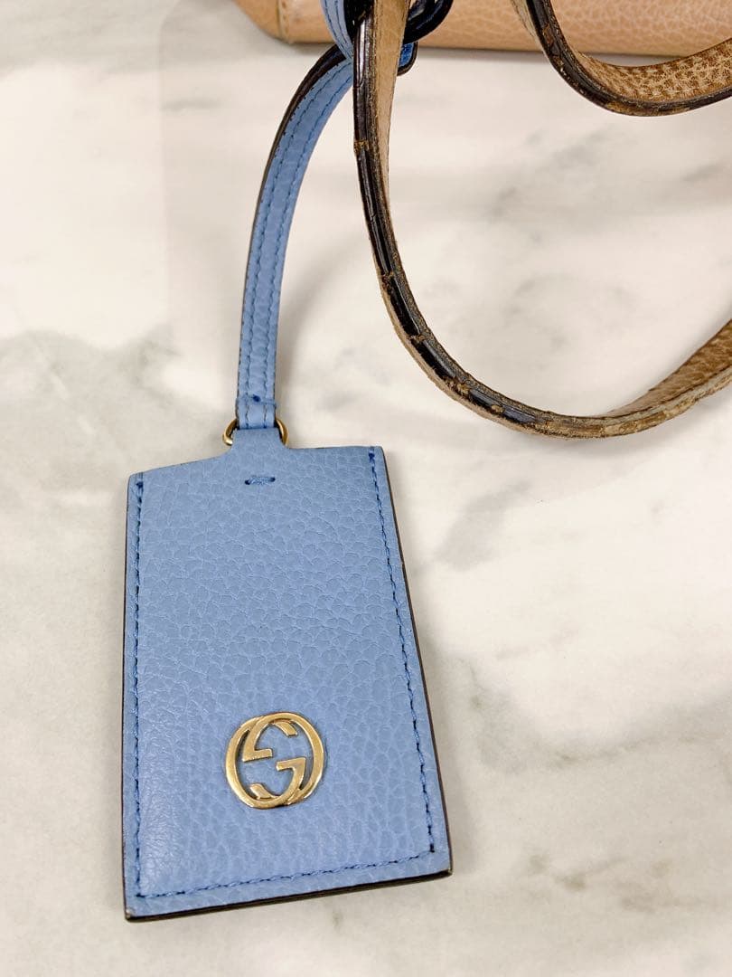 ＋グッチ　スウィング　バイカラー　トートバッグ　カーフスキン　レザー　ブラウン