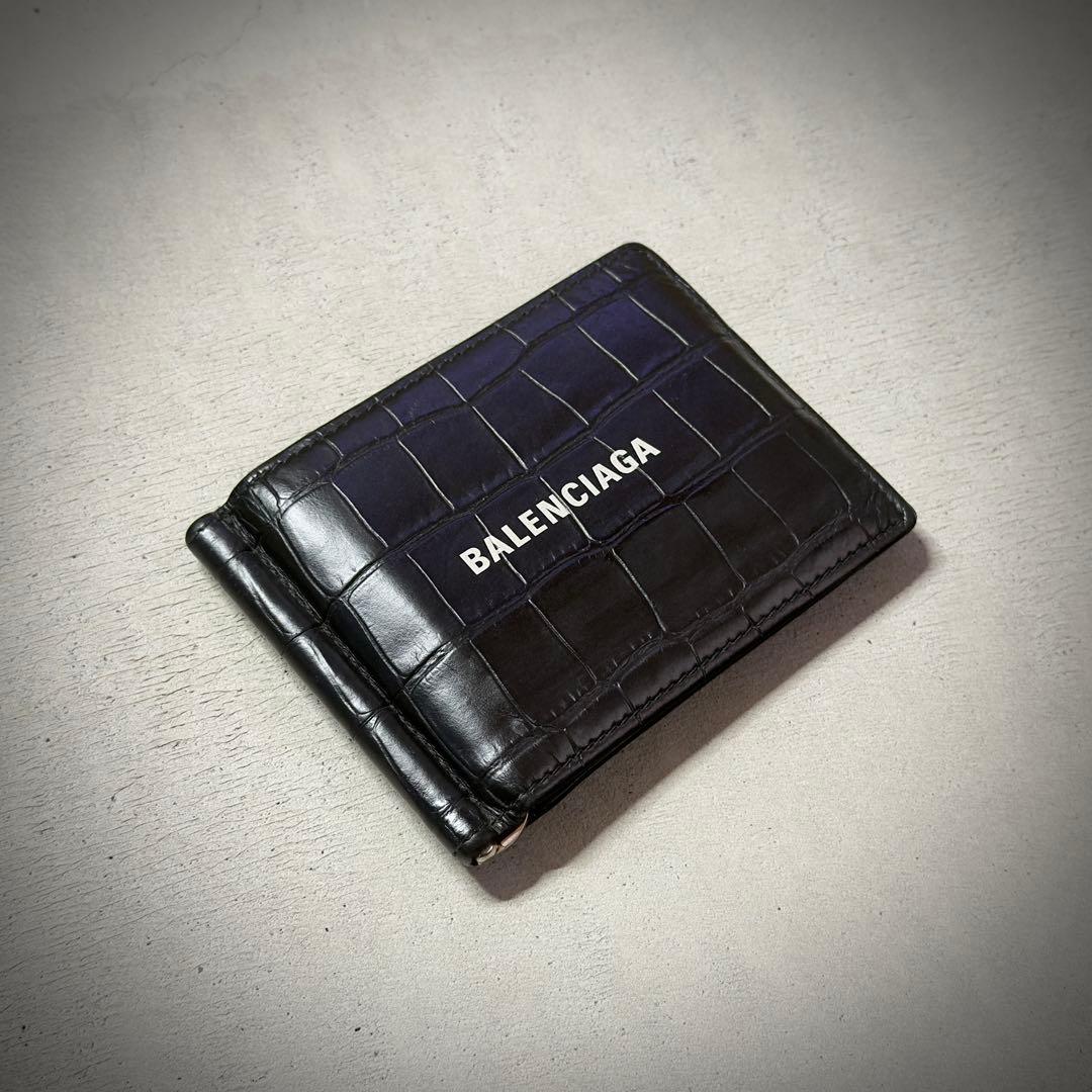 BALENCIAGA バレンシアガ マネークリップ 札入れ クロコ型押し 財布