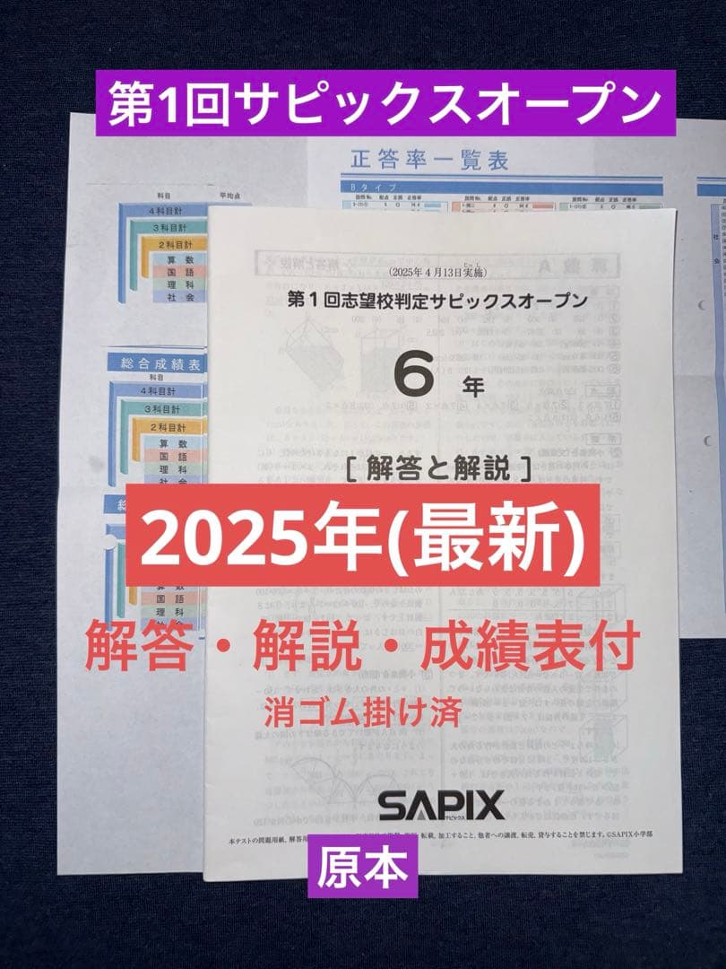 SAPIX 6年生　第1回志望校判定サピックスオープン　2026年受験用
