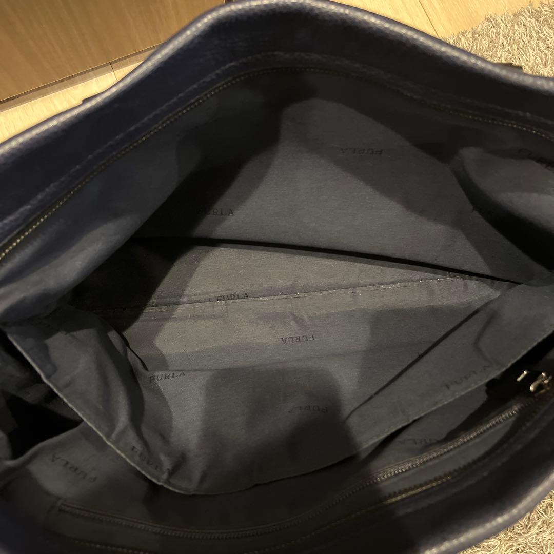 極美品　FURLA レア　ネイビー レザー トートバッグ　ビジネス