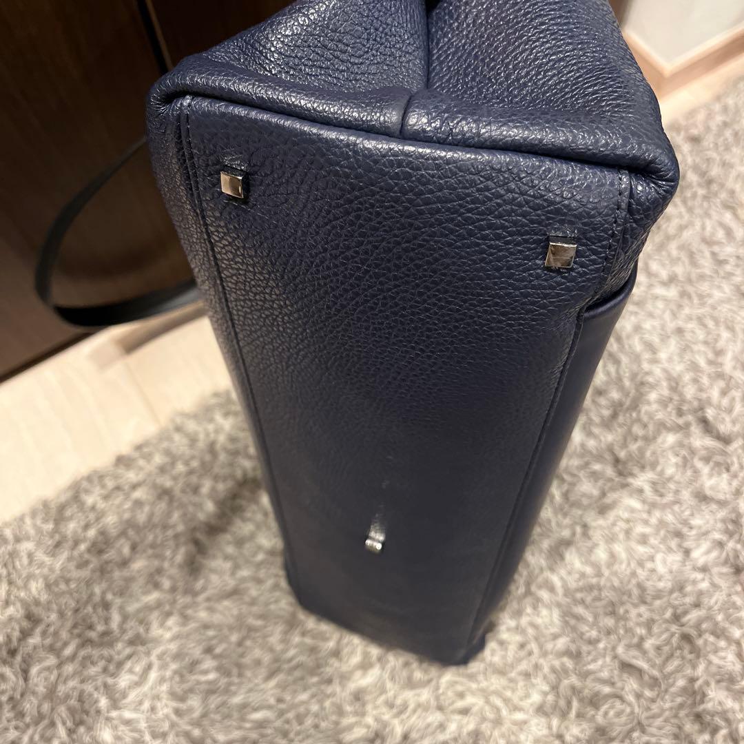 極美品　FURLA レア　ネイビー レザー トートバッグ　ビジネス