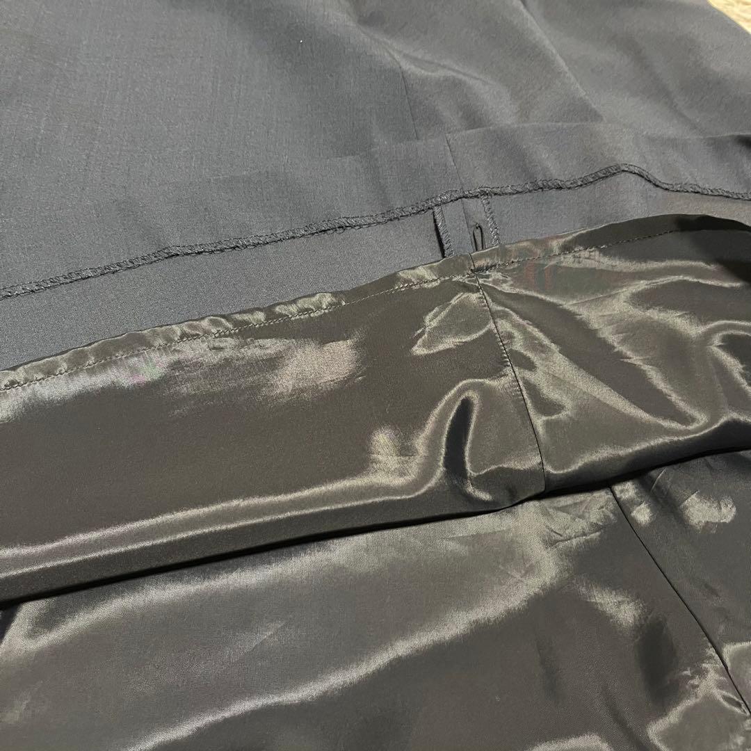 ネイビー ビジネススーツ ニューヨーカー　ノーカラースーツ