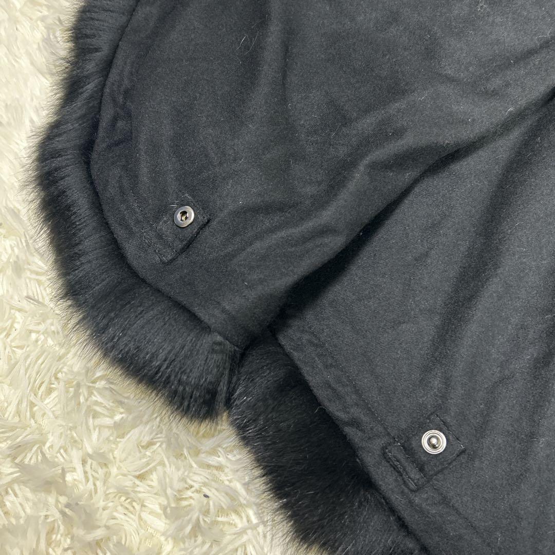 美品　サガファーズ　カシミヤ　ブルーフォックス　レッキス　ファー　ポンチョ　黒