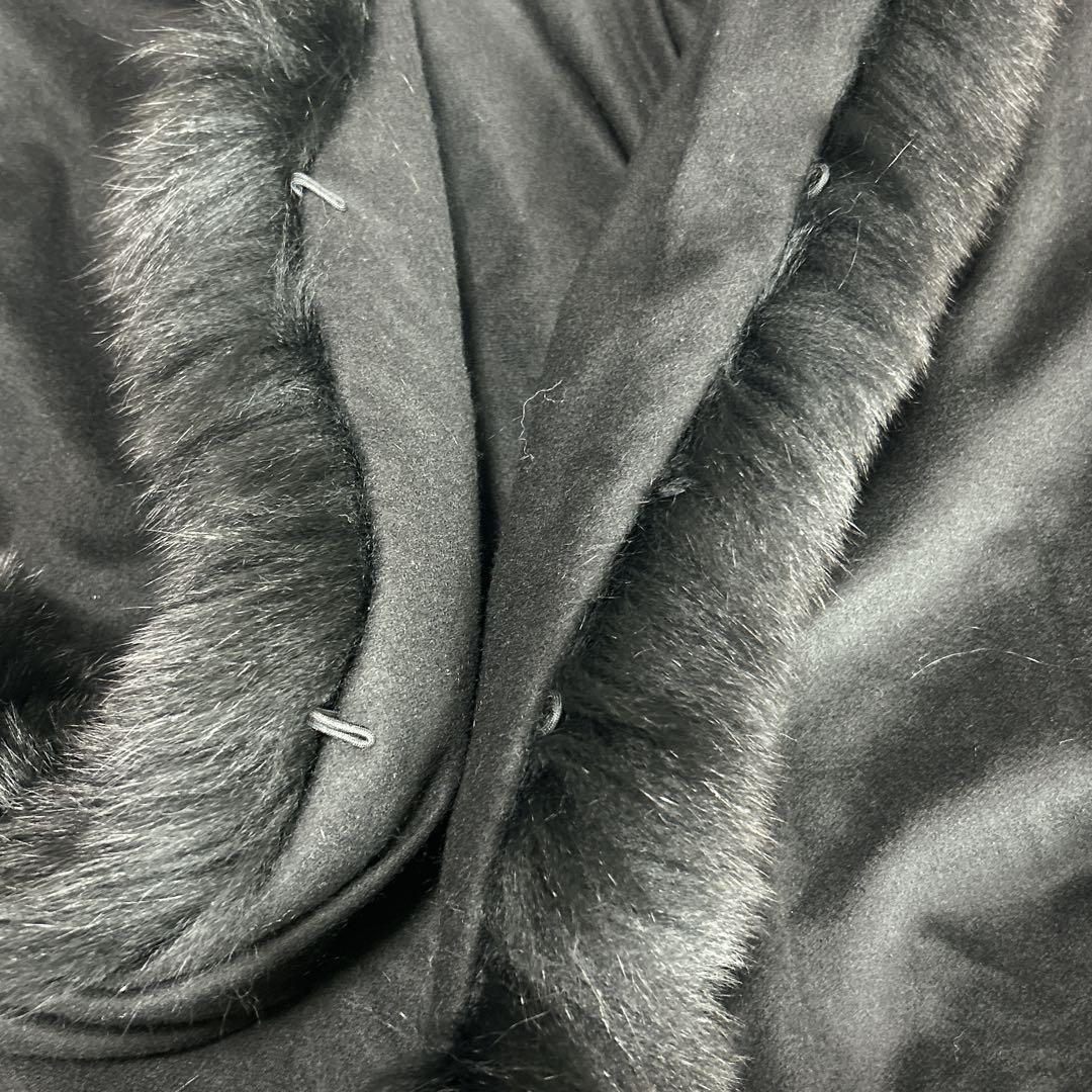 美品　サガファーズ　カシミヤ　ブルーフォックス　レッキス　ファー　ポンチョ　黒