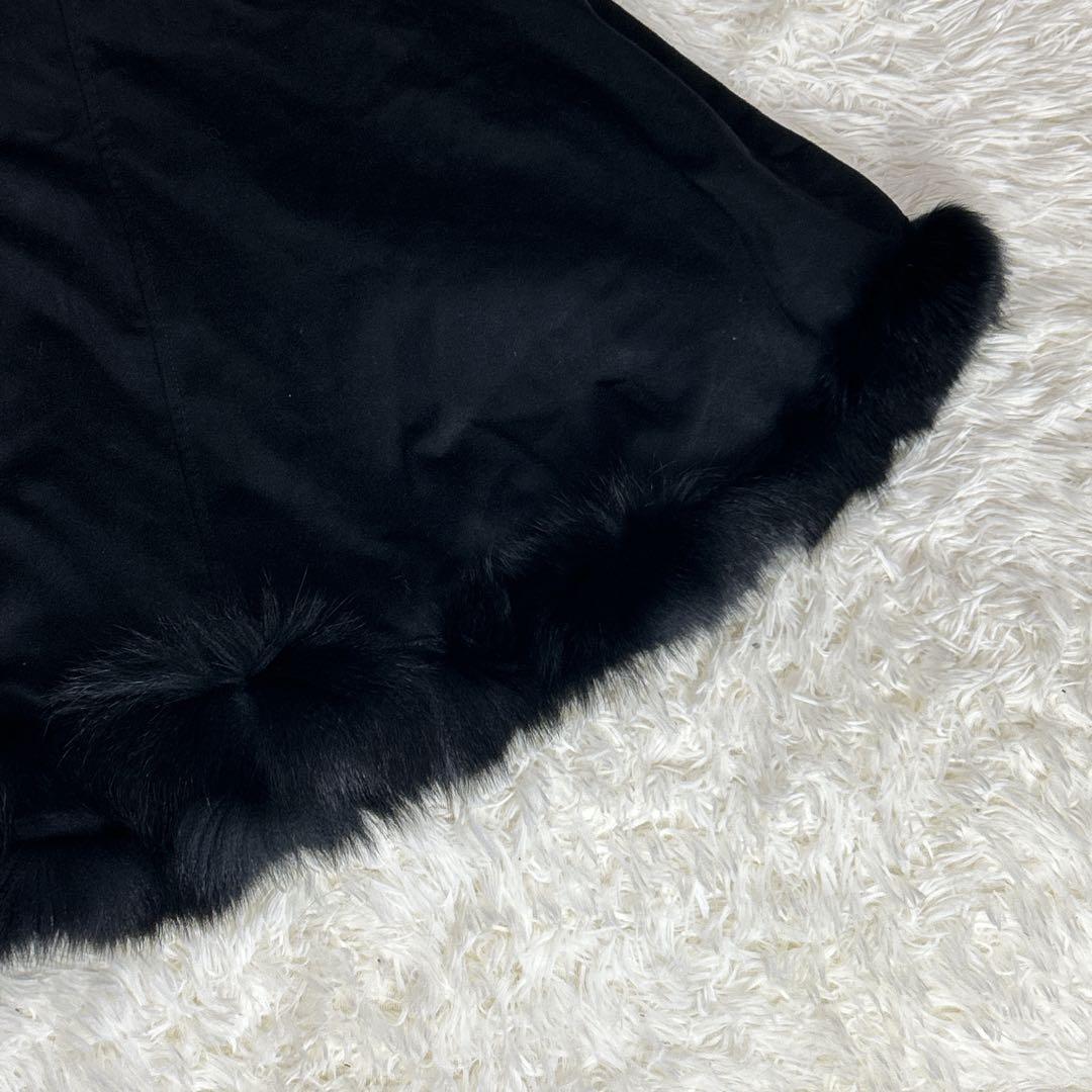 美品　サガファーズ　カシミヤ　ブルーフォックス　レッキス　ファー　ポンチョ　黒