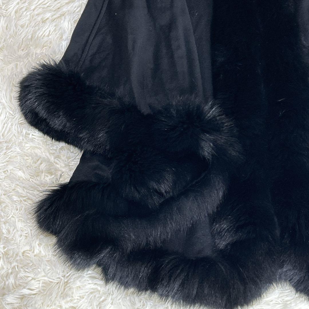 美品　サガファーズ　カシミヤ　ブルーフォックス　レッキス　ファー　ポンチョ　黒