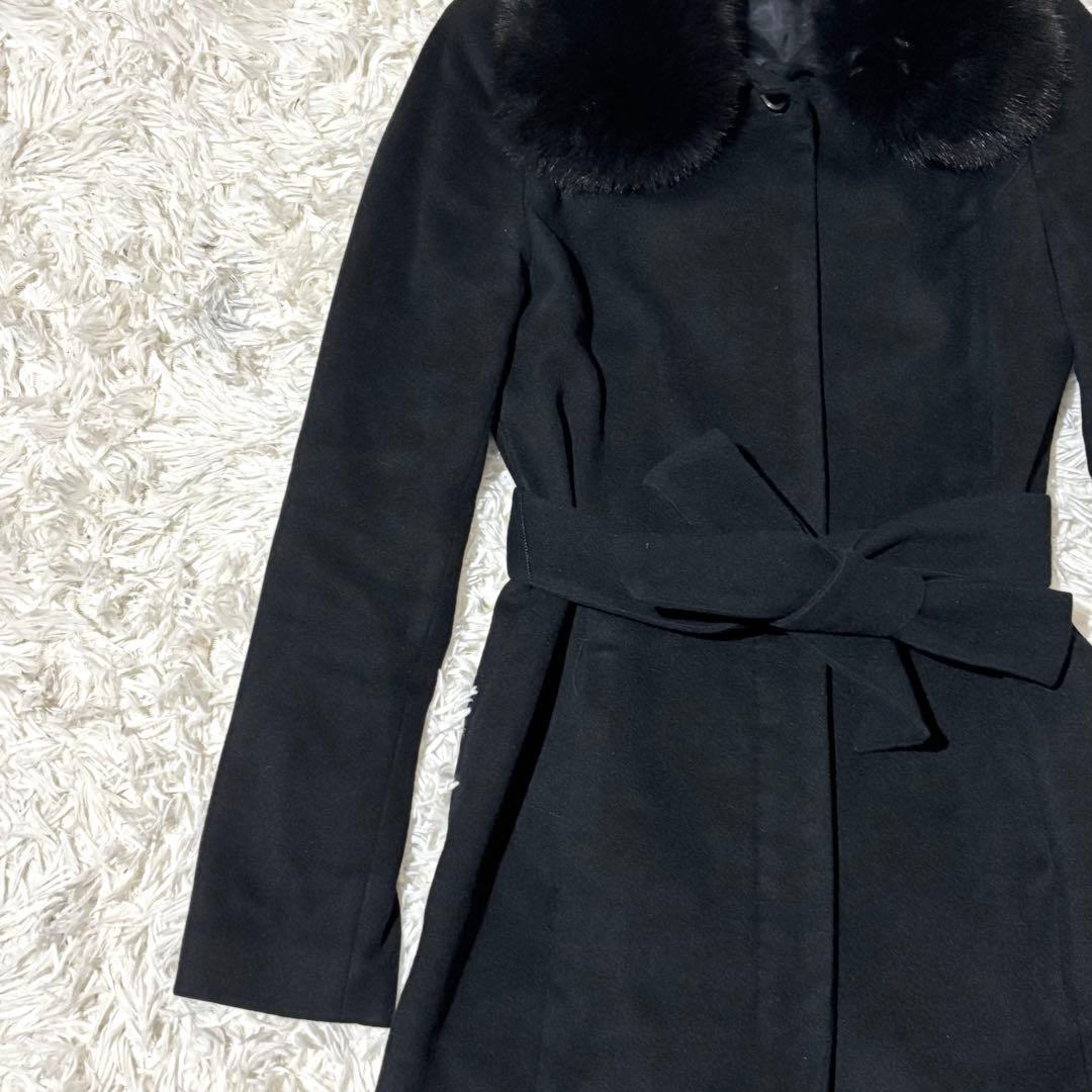 【美品】ANAYI アナイ カシミヤ100％ ロングコート フォックスファー