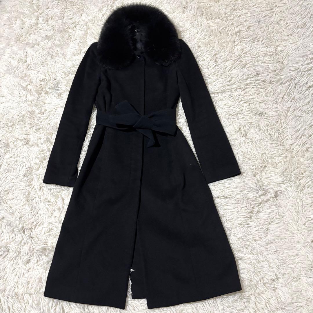 【美品】ANAYI アナイ カシミヤ100％ ロングコート フォックスファー