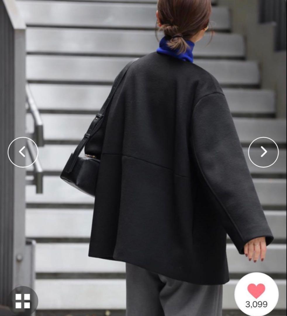 スーパーファインビーバークルーネックコートノーカラーコート