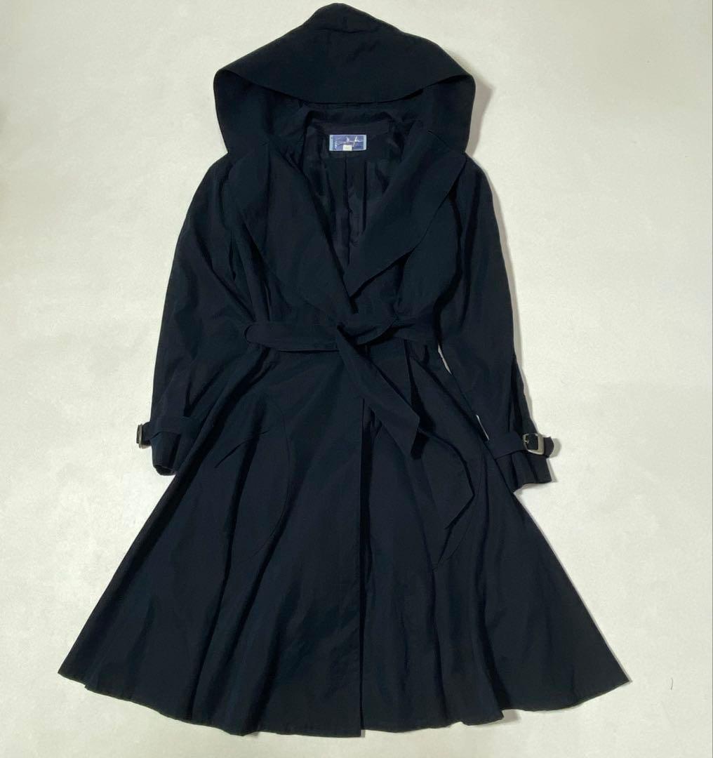 Thierry Mugler 女優襟 フード付き ベルテッドフレアコートコート