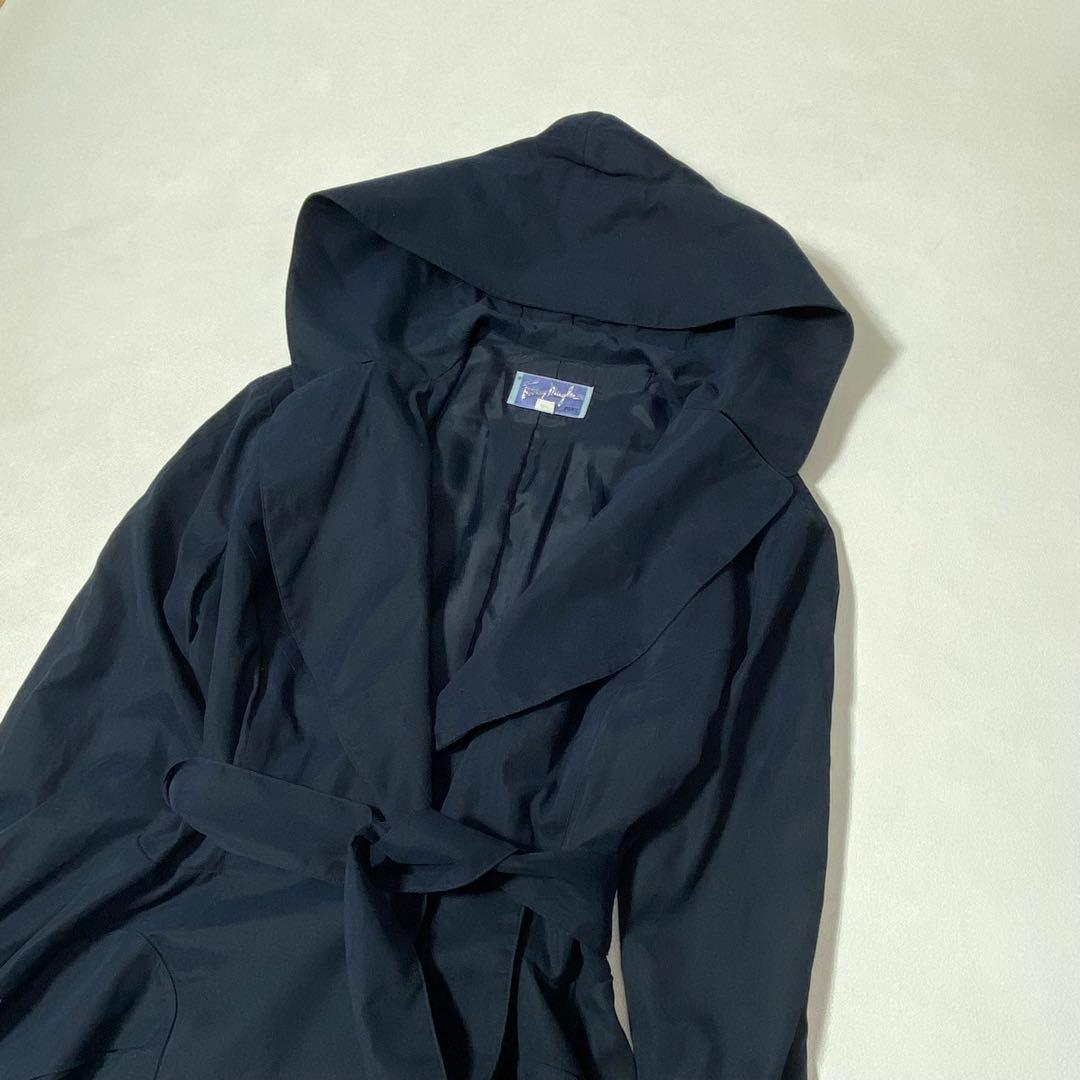 Thierry Mugler 女優襟 フード付き ベルテッドフレアコートコート