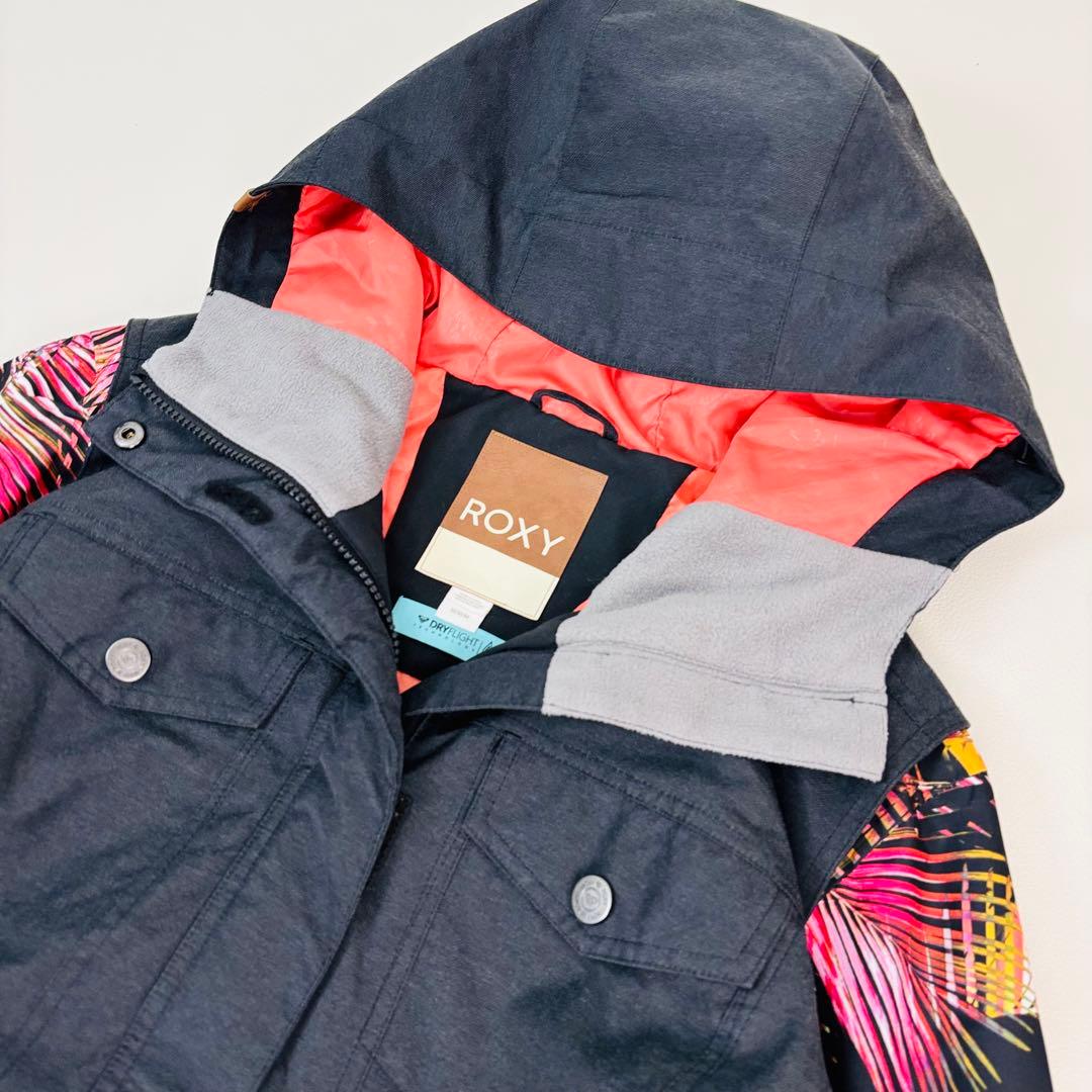 2477【極美品】ROXY ロキシー 上下セット スノボウェア 総柄 ブラック