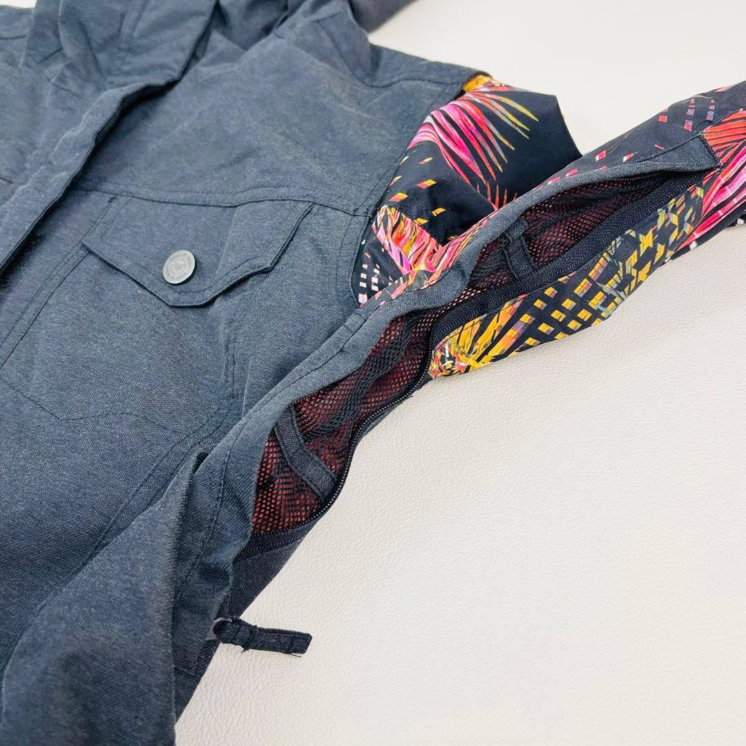 2477【極美品】ROXY ロキシー 上下セット スノボウェア 総柄 ブラック