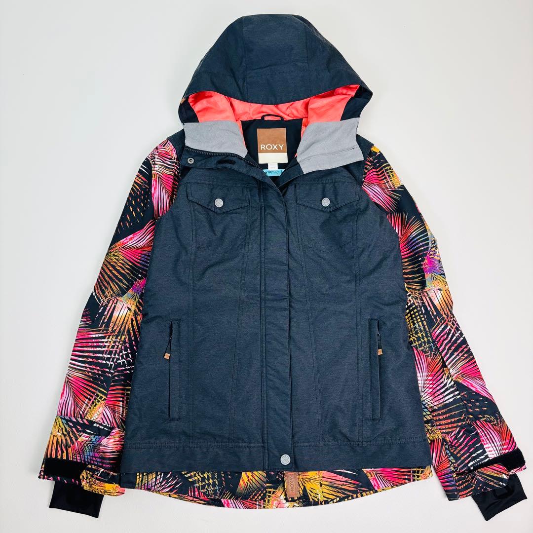 2477【極美品】ROXY ロキシー 上下セット スノボウェア 総柄 ブラック