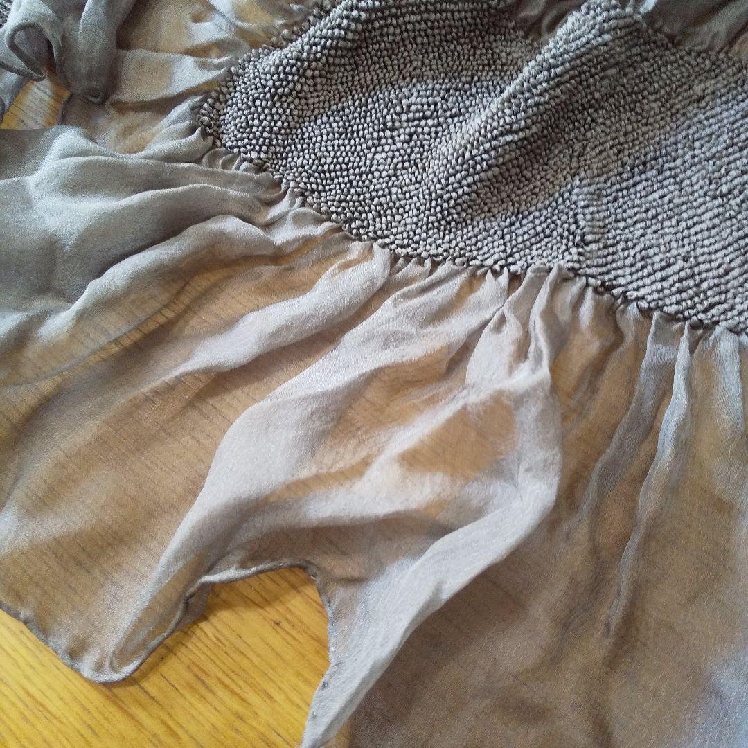 み*ろ様 京都、片山文三朗商店、グレージュの100%シルク手絞りビッグストール