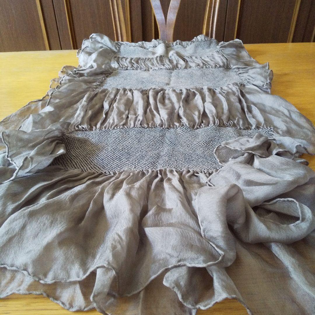 み*ろ様 京都、片山文三朗商店、グレージュの100%シルク手絞りビッグストール