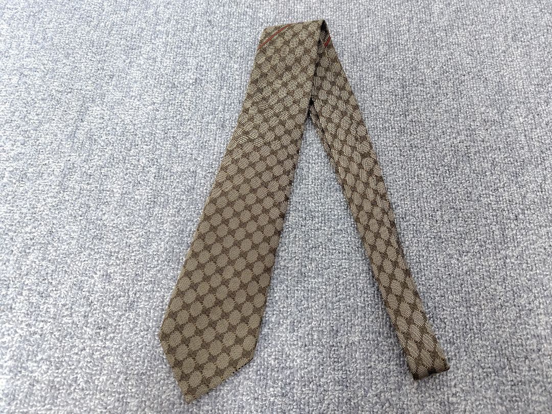 新品 GUCCI ネクタイ ゴールド GGチェック シェリーライン 箱付き