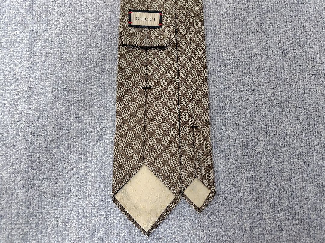 新品 GUCCI ネクタイ ゴールド GGチェック シェリーライン 箱付き