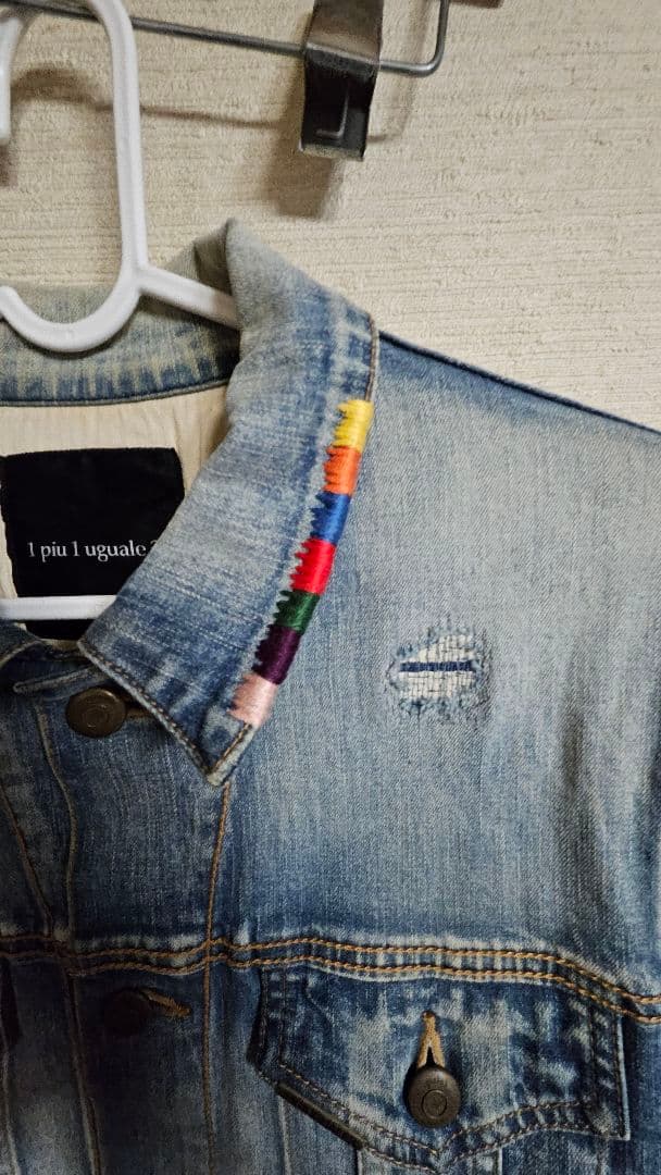 ウノピュ デニムジャケット Safari掲載 LEON レインボーステッチ