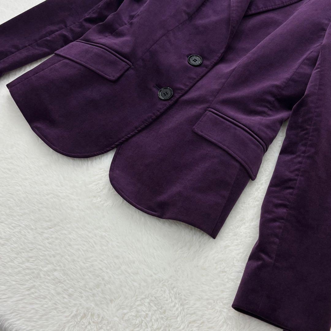 極美品✨希少色　バーバリー　テーラードジャケット　ベロア　メガチェック　ロゴ　M