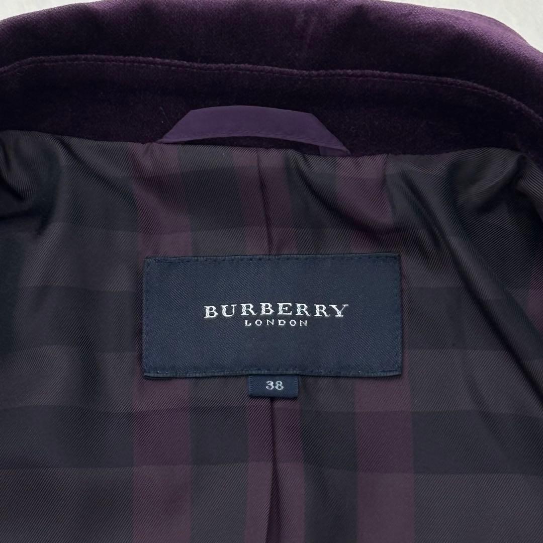 極美品✨希少色　バーバリー　テーラードジャケット　ベロア　メガチェック　ロゴ　M