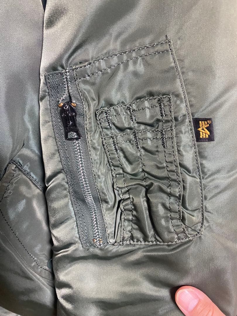 90s alpha ma-1 L USA製　グリーン　バックロゴ　ワッペン