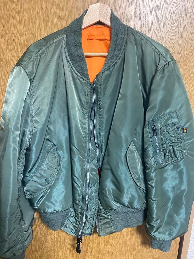 90s alpha ma-1 L USA製　グリーン　バックロゴ　ワッペン