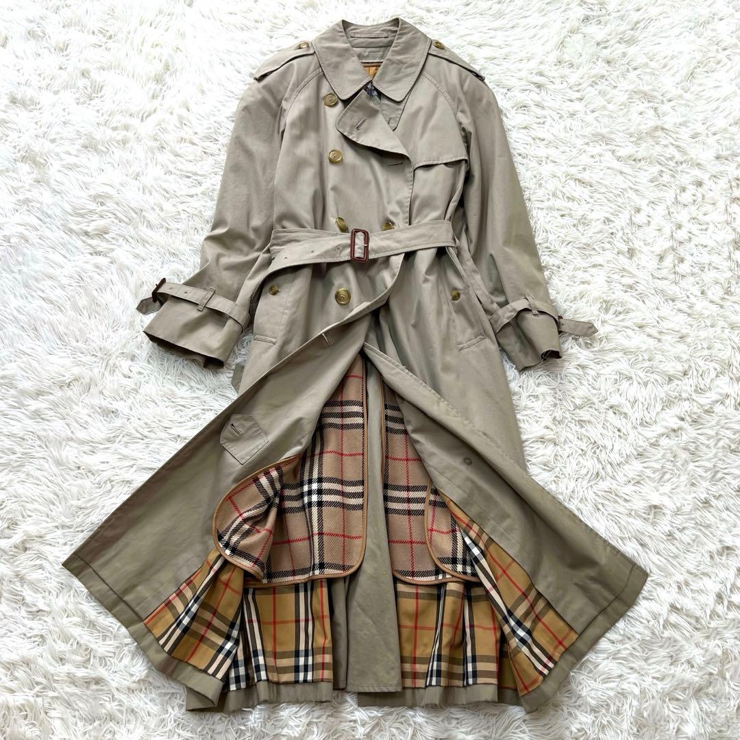 バーバリー ライナー トレンチコート ノバチェック ロング ベージュ　S