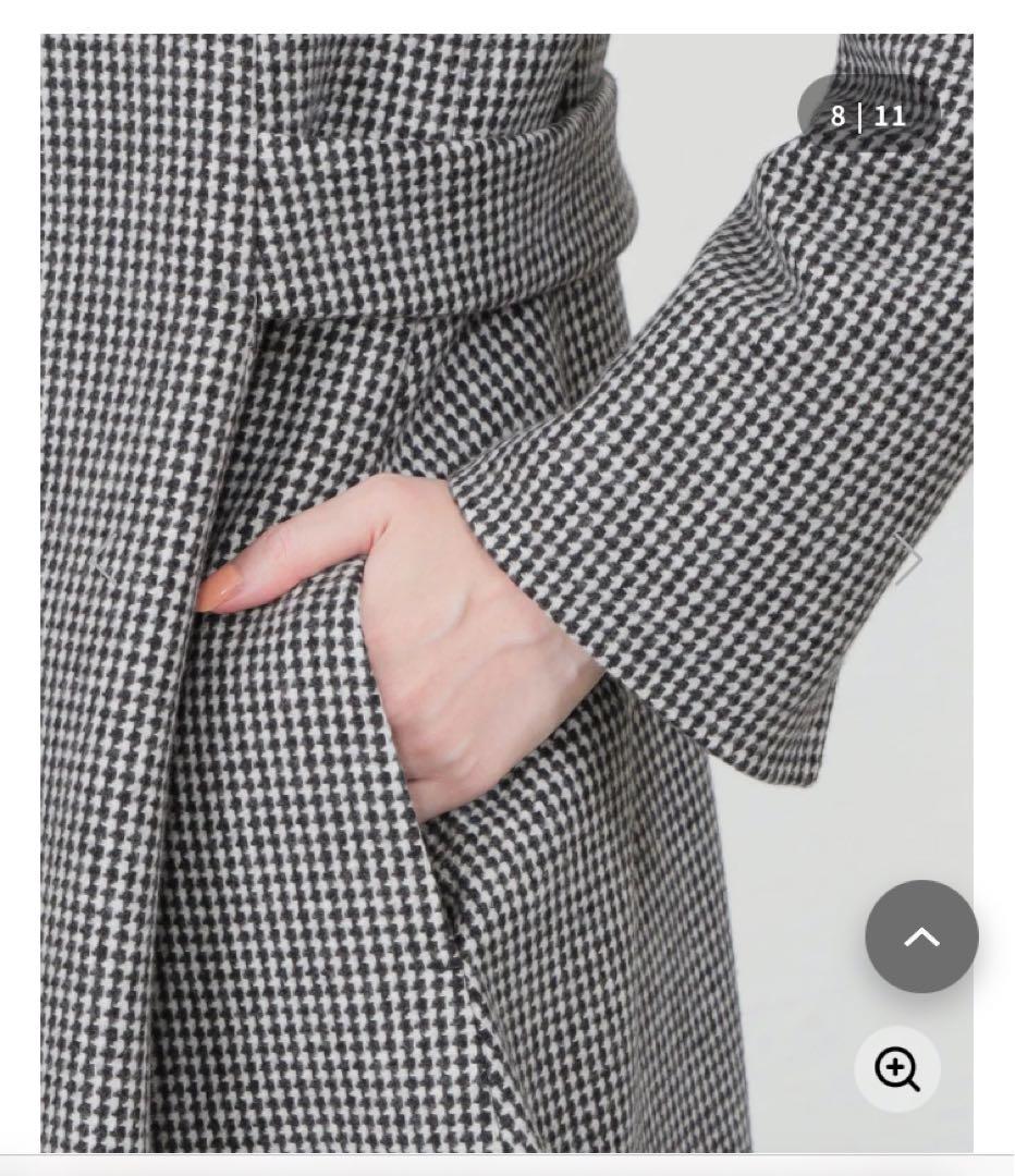 【美品】AMACA 女優コート　Aライン　千鳥格子柄