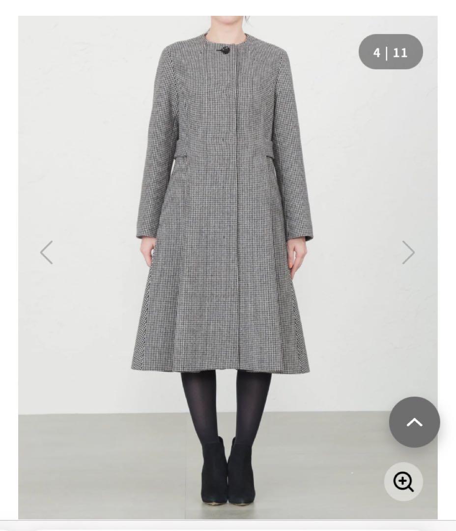 【美品】AMACA 女優コート　Aライン　千鳥格子柄