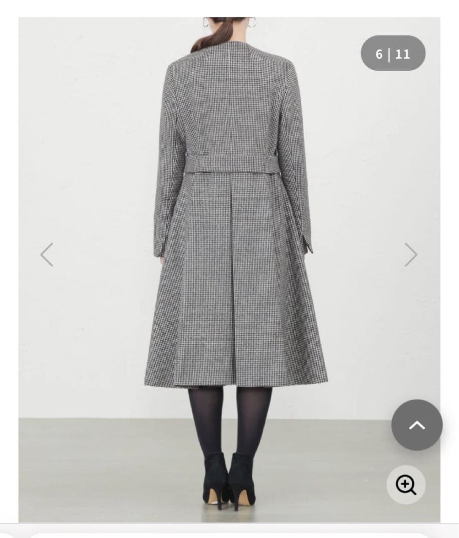 【美品】AMACA 女優コート　Aライン　千鳥格子柄