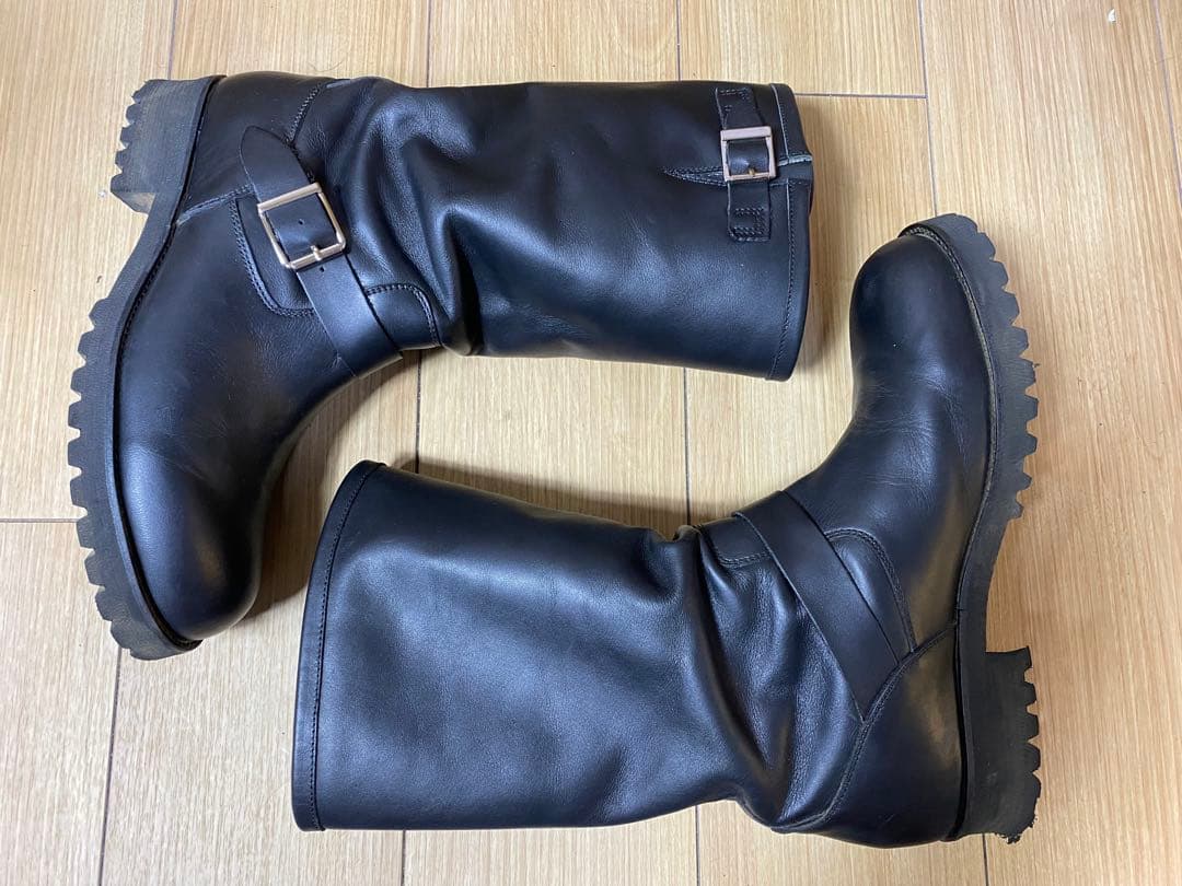 日本製　黒 レザー バックル付き エンジニアブーツ27センチ