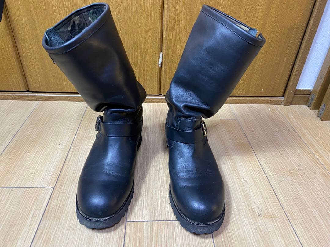 日本製　黒 レザー バックル付き エンジニアブーツ27センチ