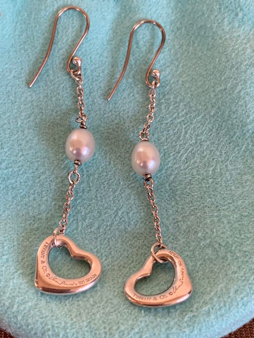 ティファニーオープンハートパールピアスシルバー925 希少デザイン