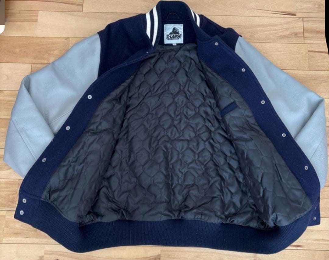 LサイズX-LARGE スタジャン ネイビー 91 カウハイドレザー