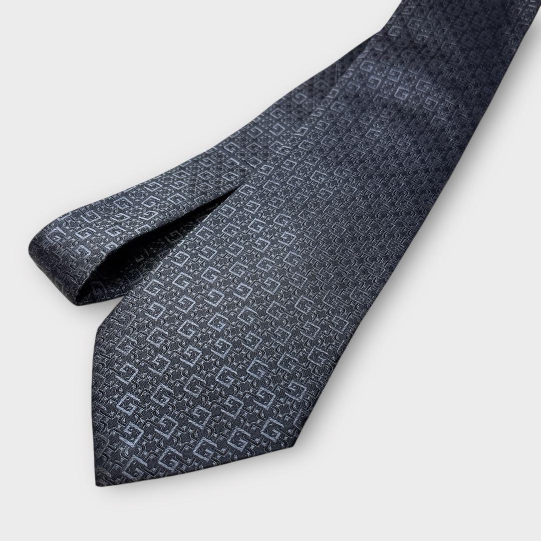 GUCCI 未使用タグ付 ネクタイ 高級シルク 総Gロゴ ネイビー
