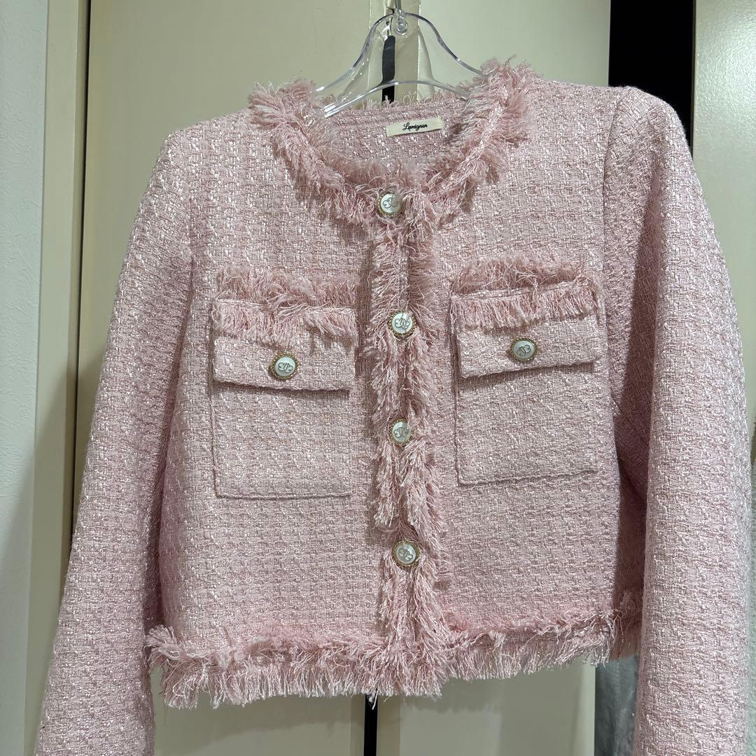 ジャケット・アウター lumignon Papillon tweed fringe jacket