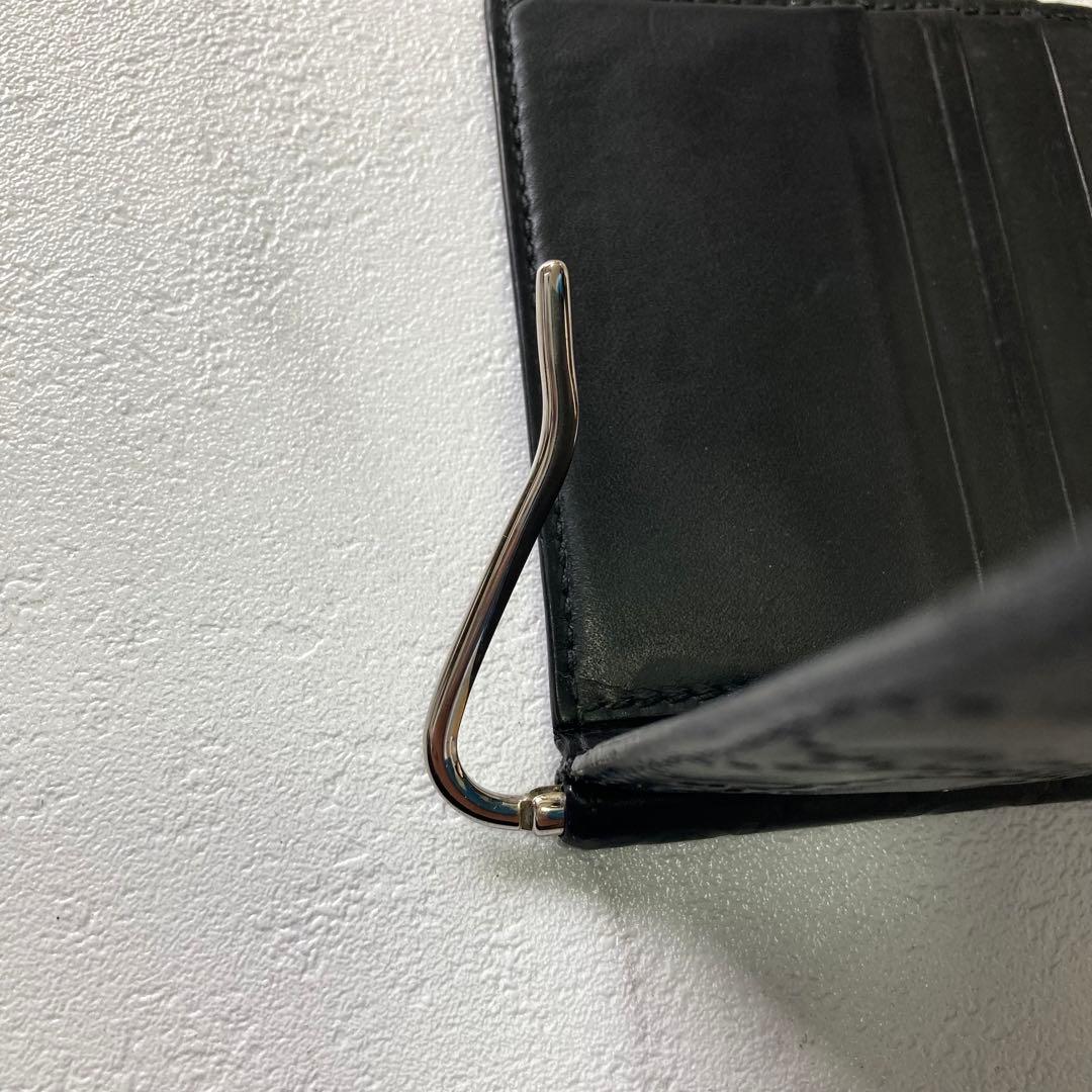 極美品 グッチ マネークリップ シマ レザー GG 札 カードケース 黒