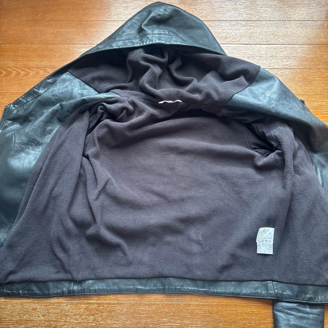 HELMUT LANG フード付きレザージャケット P ブラック