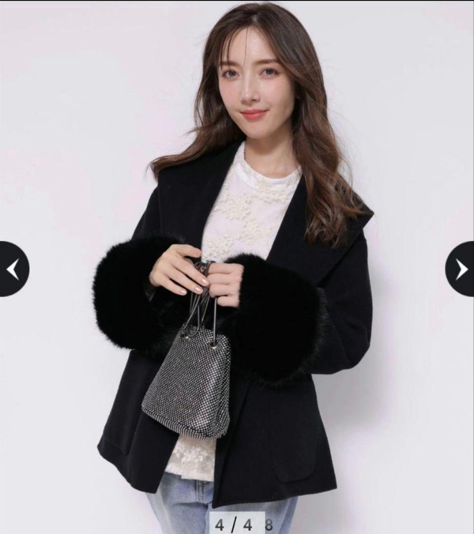 アプワイザーリッシェ袖ファーショートリバーコート