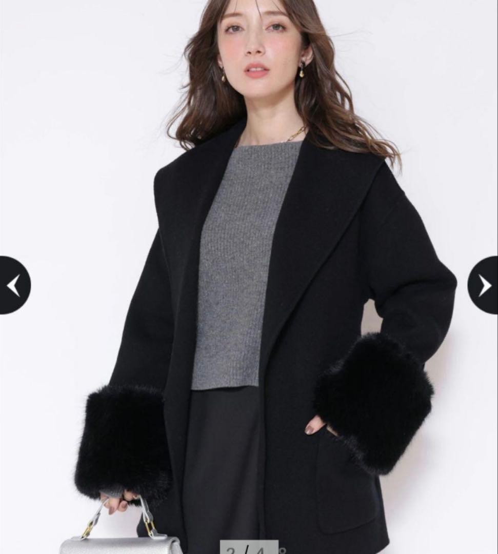 アプワイザーリッシェ袖ファーショートリバーコート