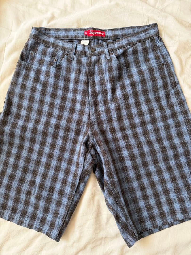 【レイ】Supreme Plaid Baggy Short Blue