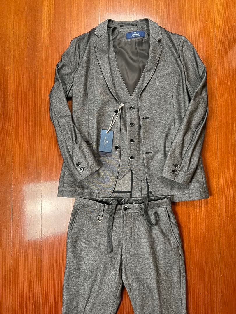 試着程度　SOLIDO ソリード　ストレッチコットン　セットアップ　3ピース