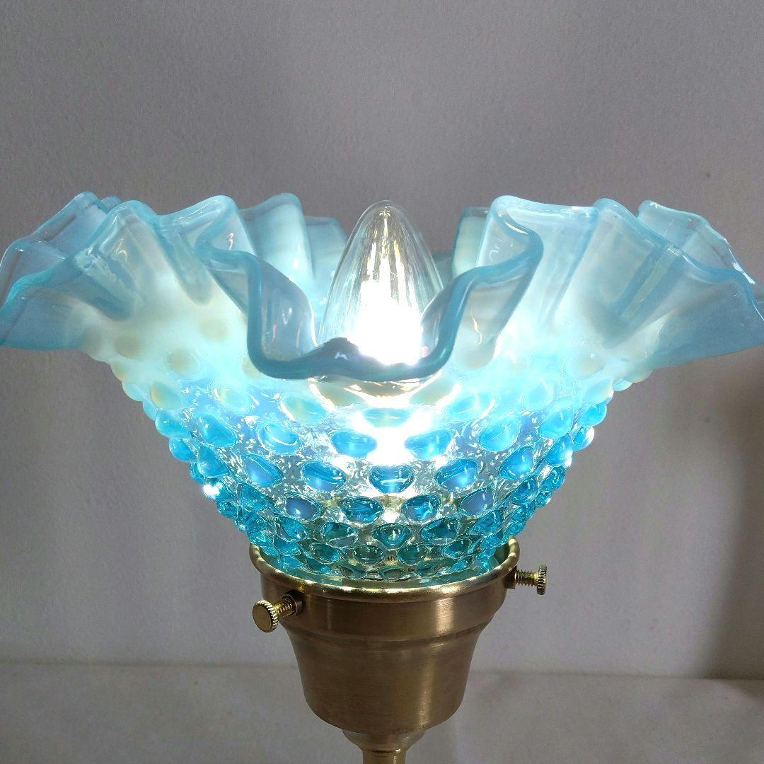 美☆フェントン ブルーオパールセント ホブネイル ブドワールランプ