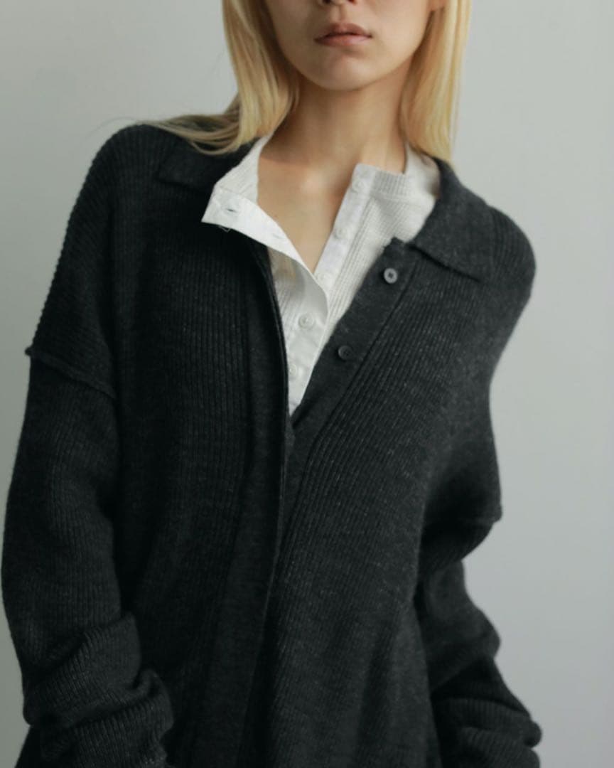 anuke Waffle Henley Tops オートミール